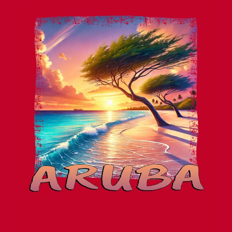 Aruba Eagle Beach Sunset Palm Trees Grunge
