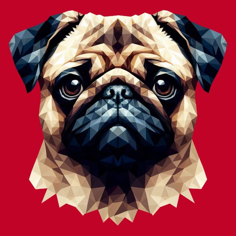 Mops Hund Polygon Portrait Kunst Stil