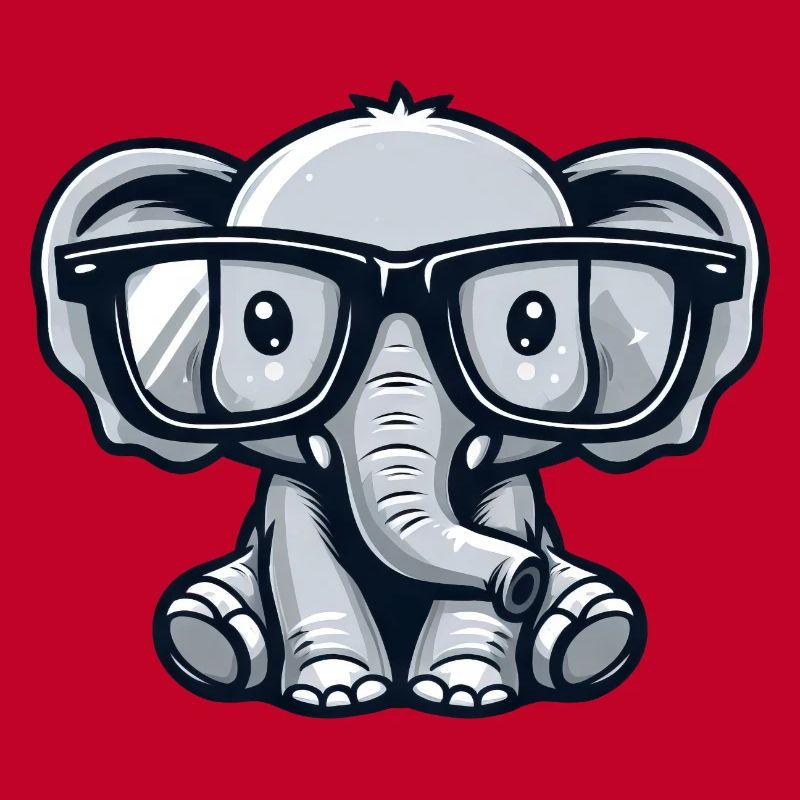 Nerdiger Elefant mit Brille