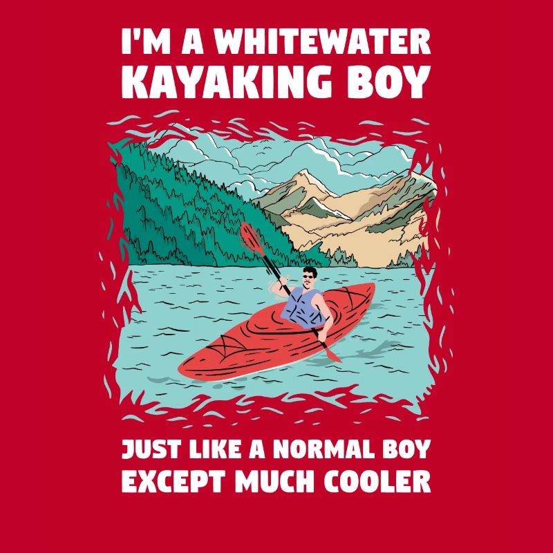Garçon de kayak en eau vive comme un garçon normal