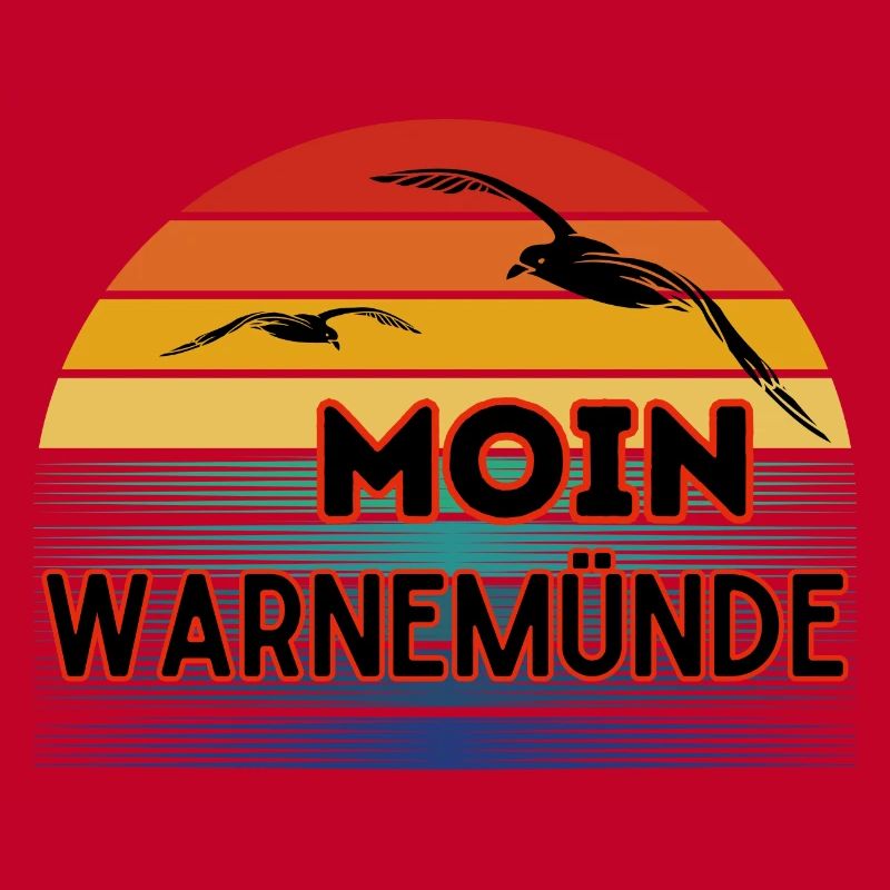 Moin Warnemünde mit Möwe im Retro Style