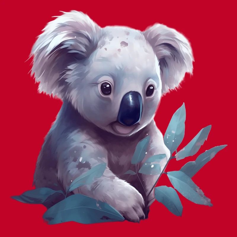 Koala mignon à la feuille d’eucalyptus