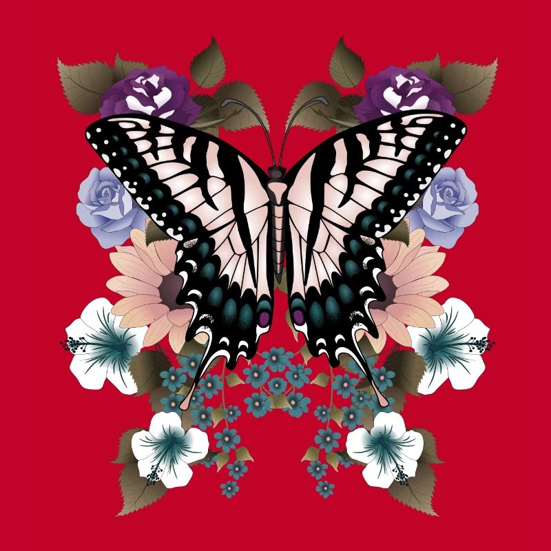 Queue d’aronde papillon avec des fleurs