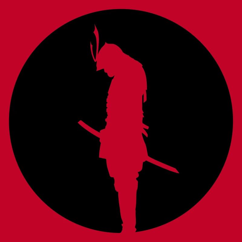 Japan Samurai Warrior - silhouette (Japan flag)