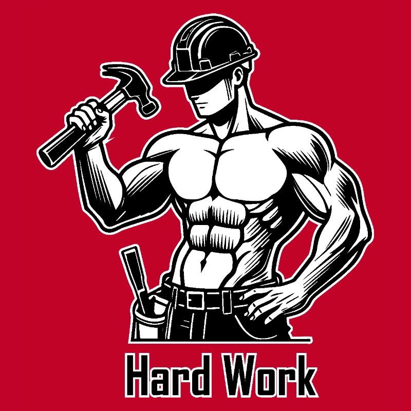 Topless construction worker - Hard Work Design