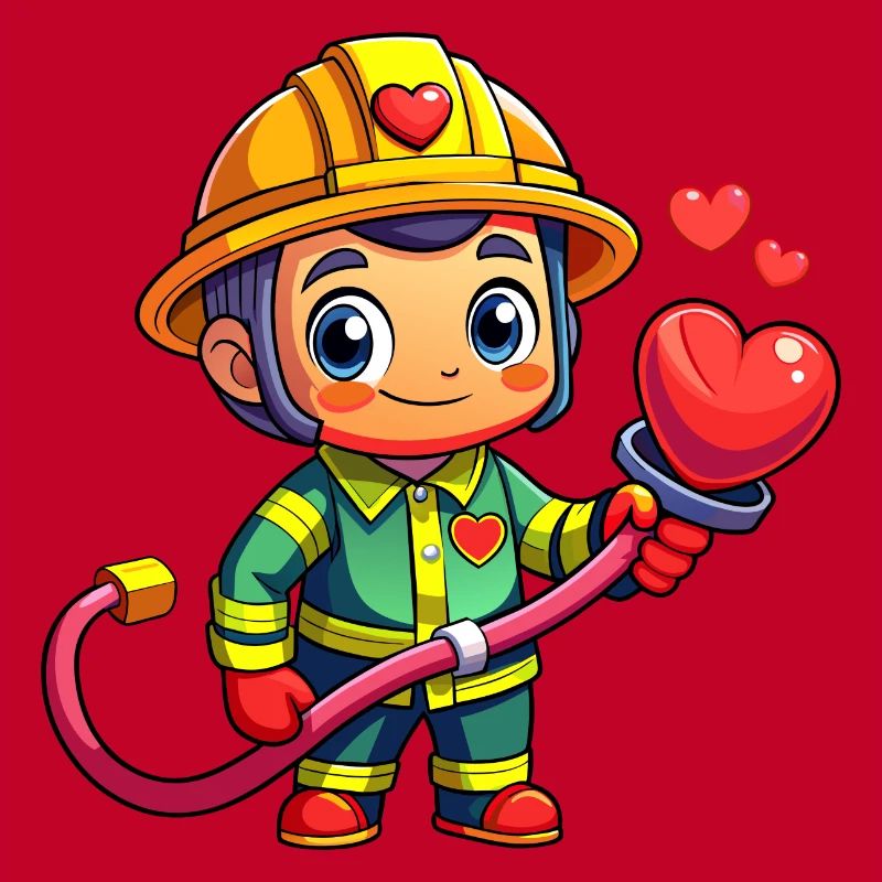 Held in Rot der Feuerwehrmann