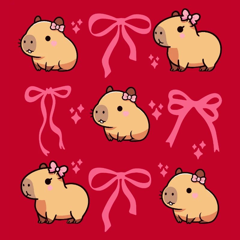 Mignon Capybara Nœud Rose Capybara