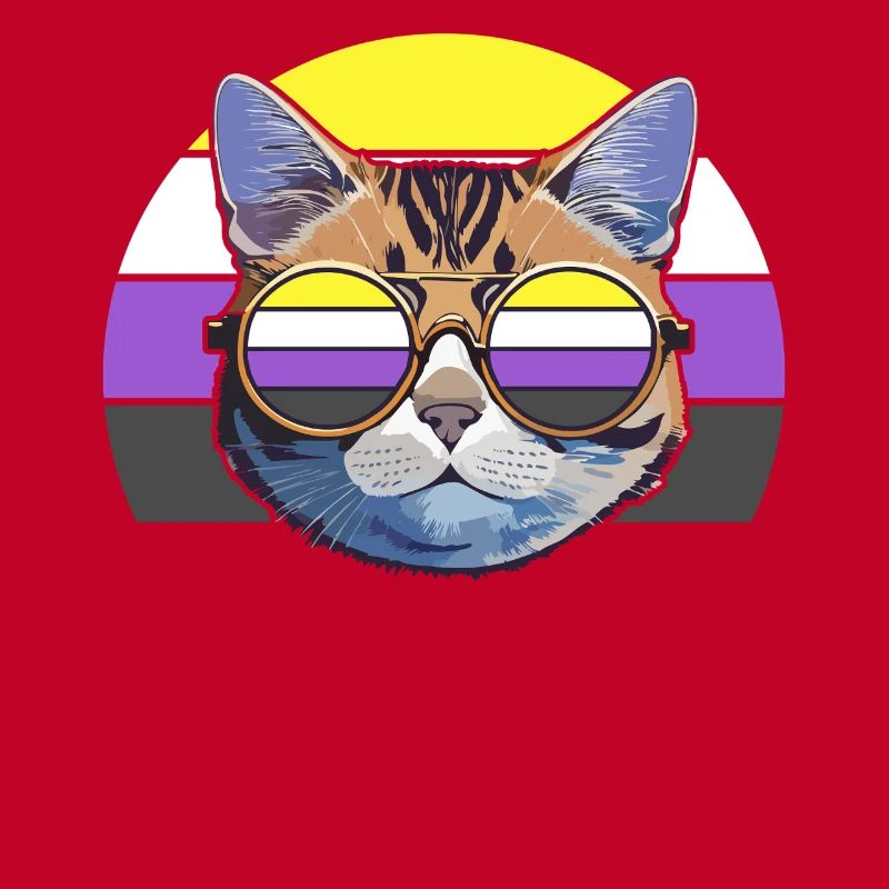 Nonbinary Pride Coole Katze mit Sonnenbrille Retro