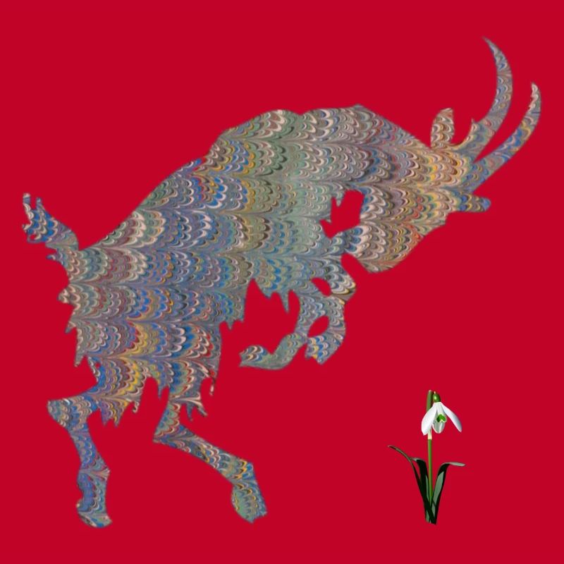 ziege mit schneeglöckchen e 49