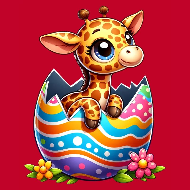 Cute Easter giraffe hatches from the Easter egg