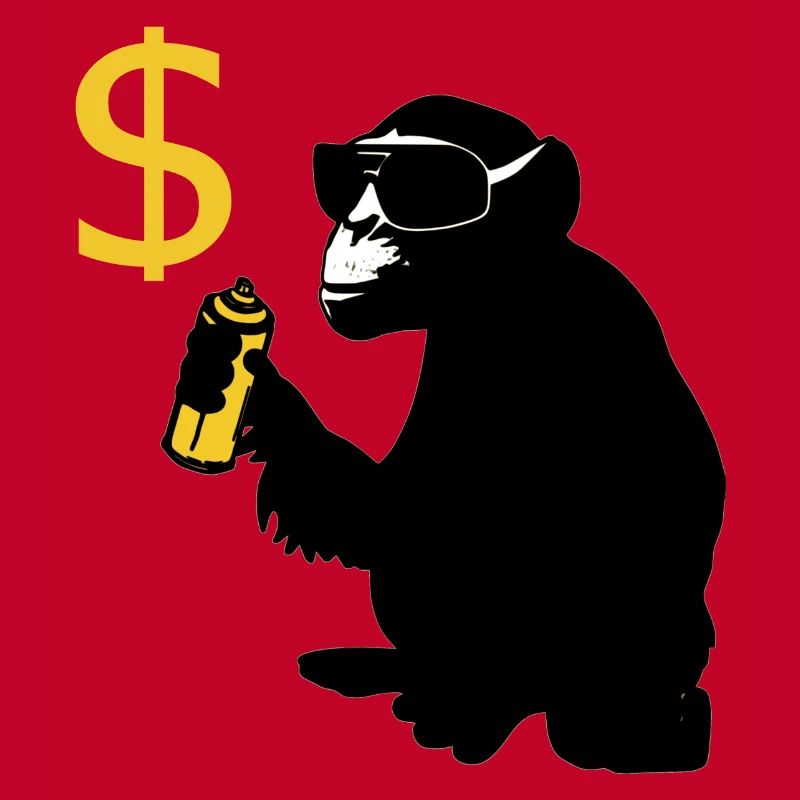 monkey sprayed dollar signs