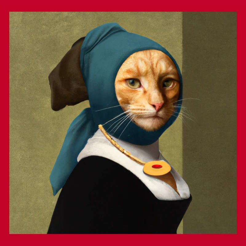 Gemälde einer Katze im Vermeer Stil
