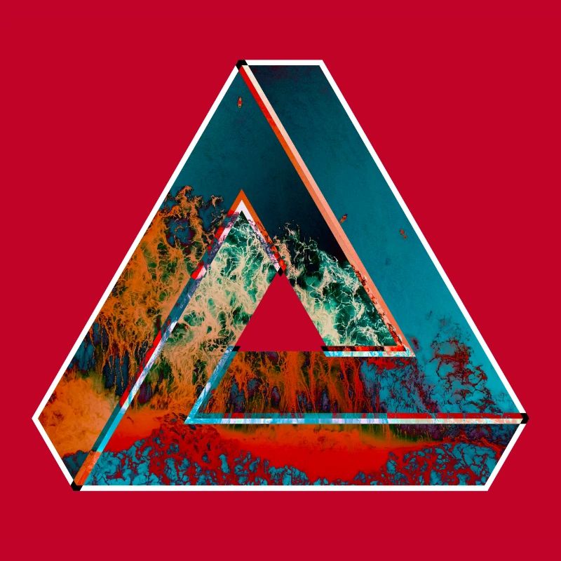 Penrose triangle optical illusion colored patterned