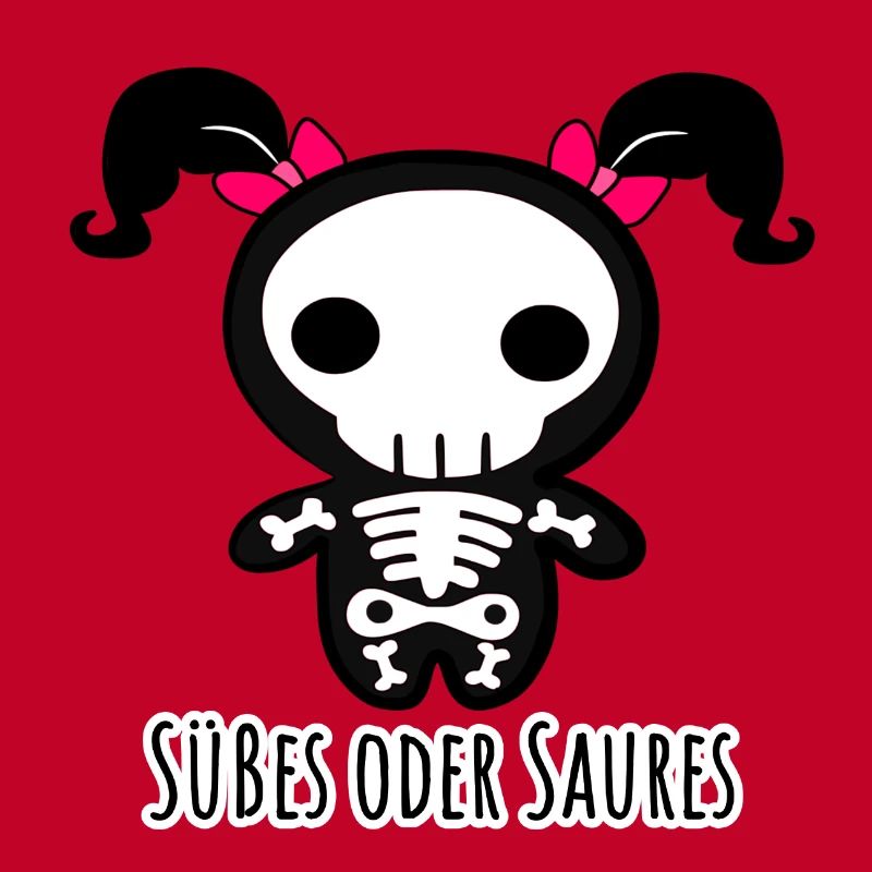 Süßes oder Saures Helloween Skelett Pinke Zöpfe