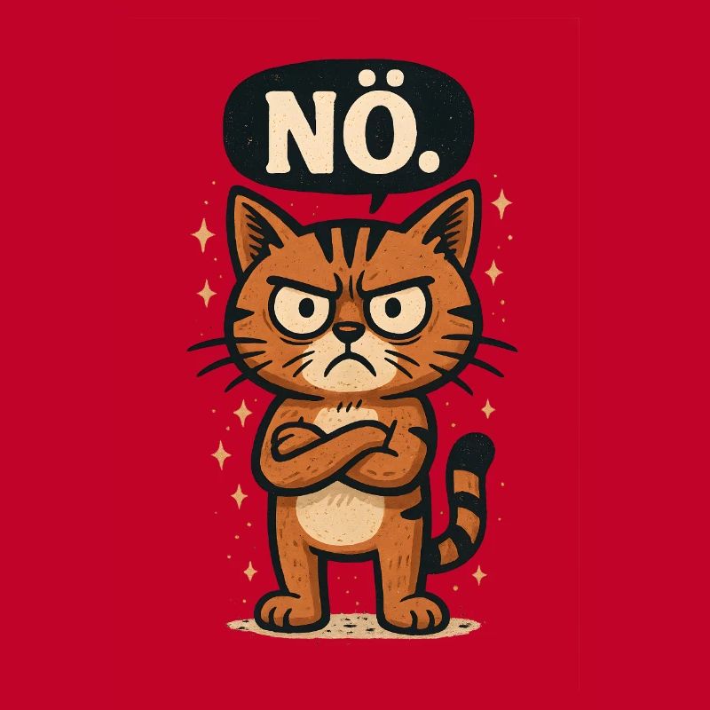 Drôle de chat avec un dicton effronté Non