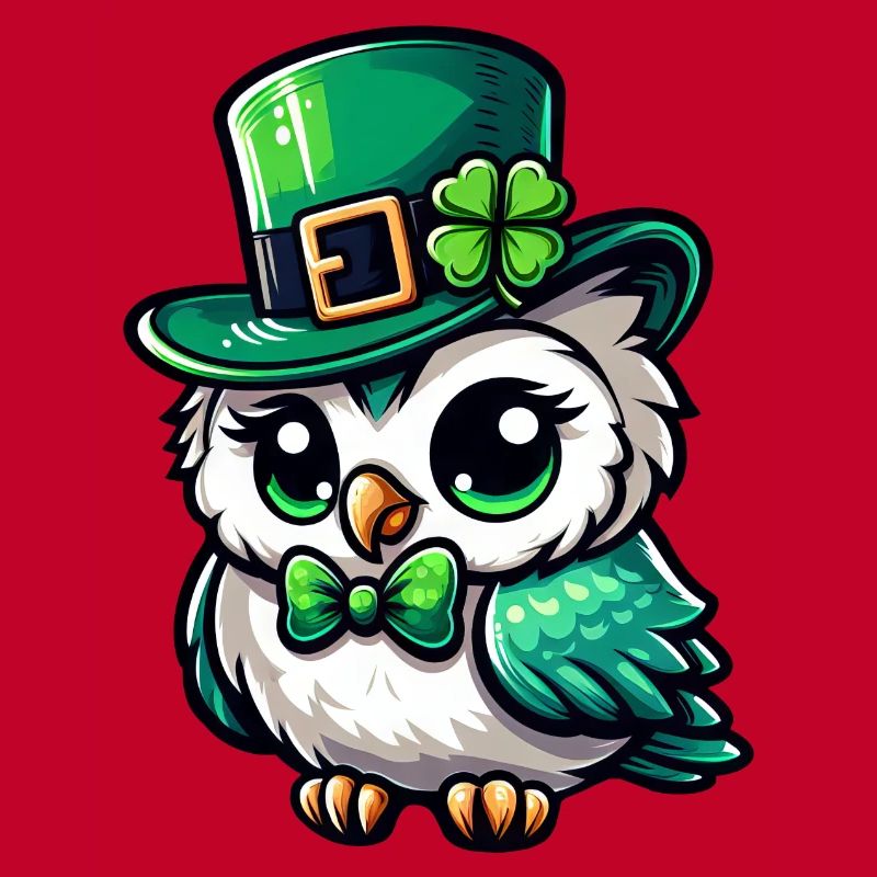 Süße Comic SchneeEule St. Patrick's Day Design