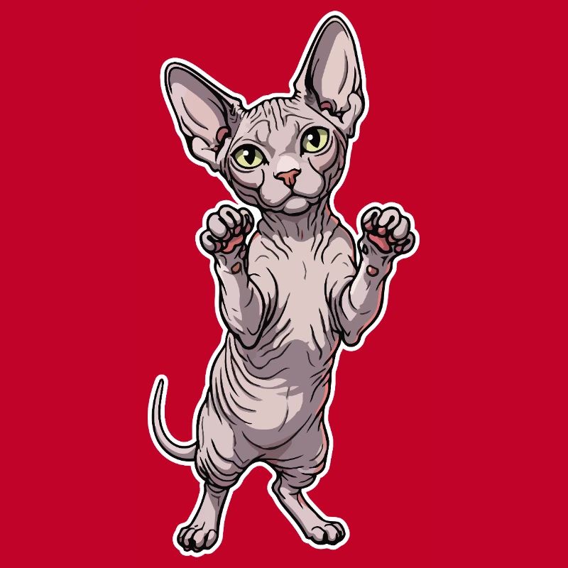 Cute Sphynx Cat Standing Posture Portrait