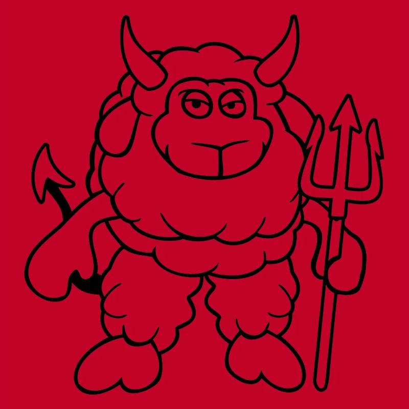 Sheep Devil Satan Hell Evil Trident Horns Cool
