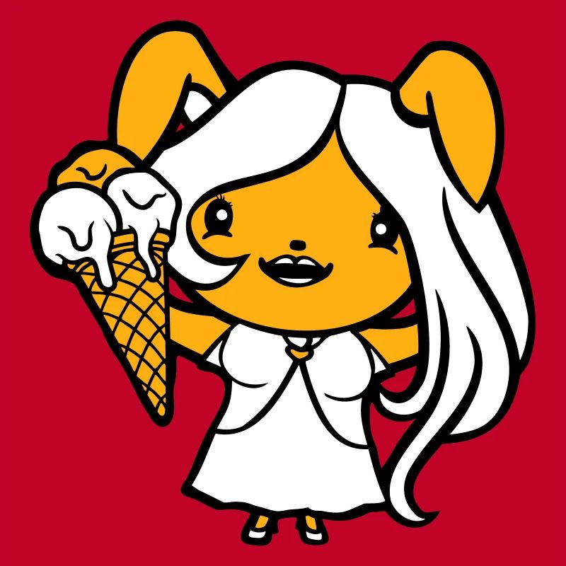 Hase isst Eis Waffel Eiscreme lecker Mädchen Frau