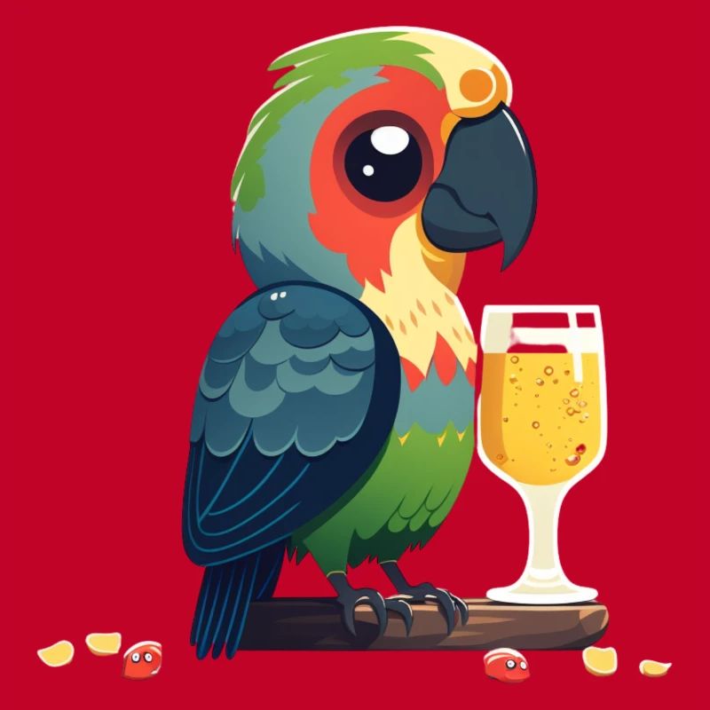Lustiger Papagei mit einem Glas Bier