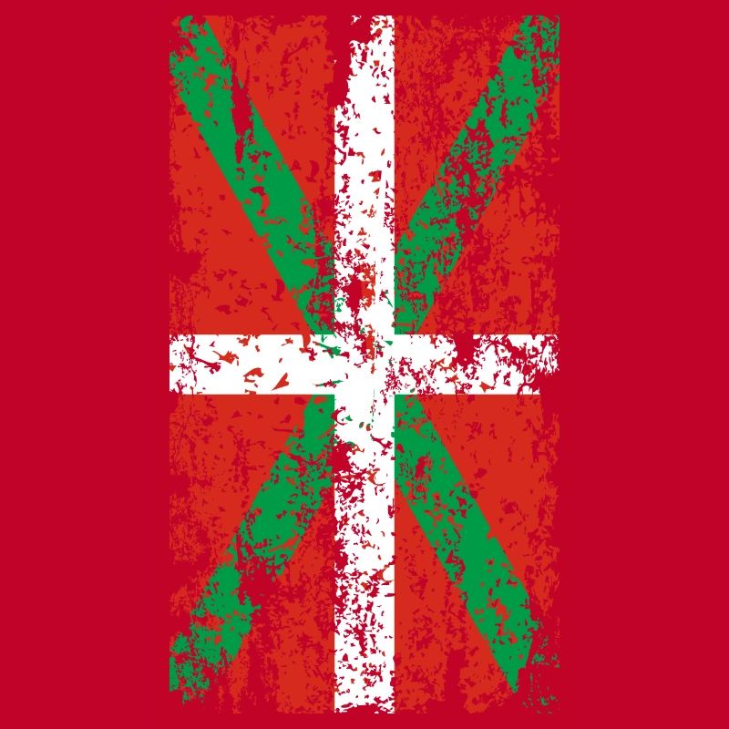 Drapeau Pays Basque usé. Ikurriña.