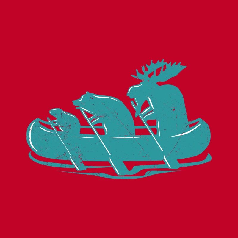 Canoe Beaver Bear Moose Canoeing Canada Gift Idea