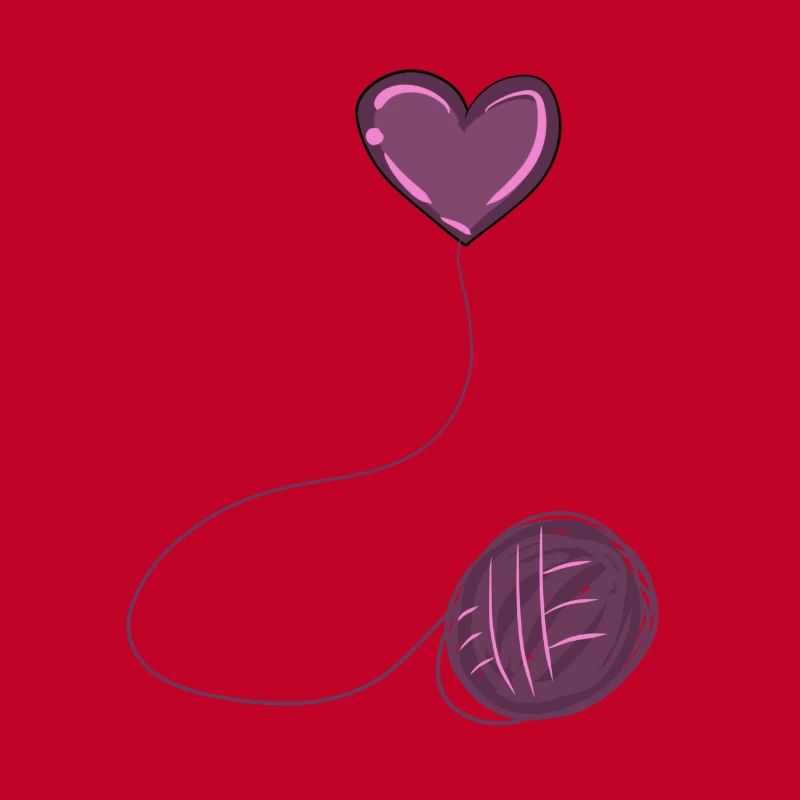 heart pink symbol wool thread line