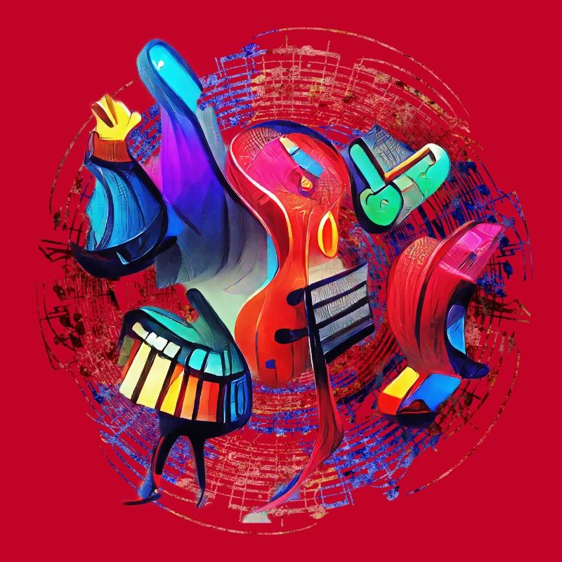 Cercle de notes avec des instruments de musique abstraits