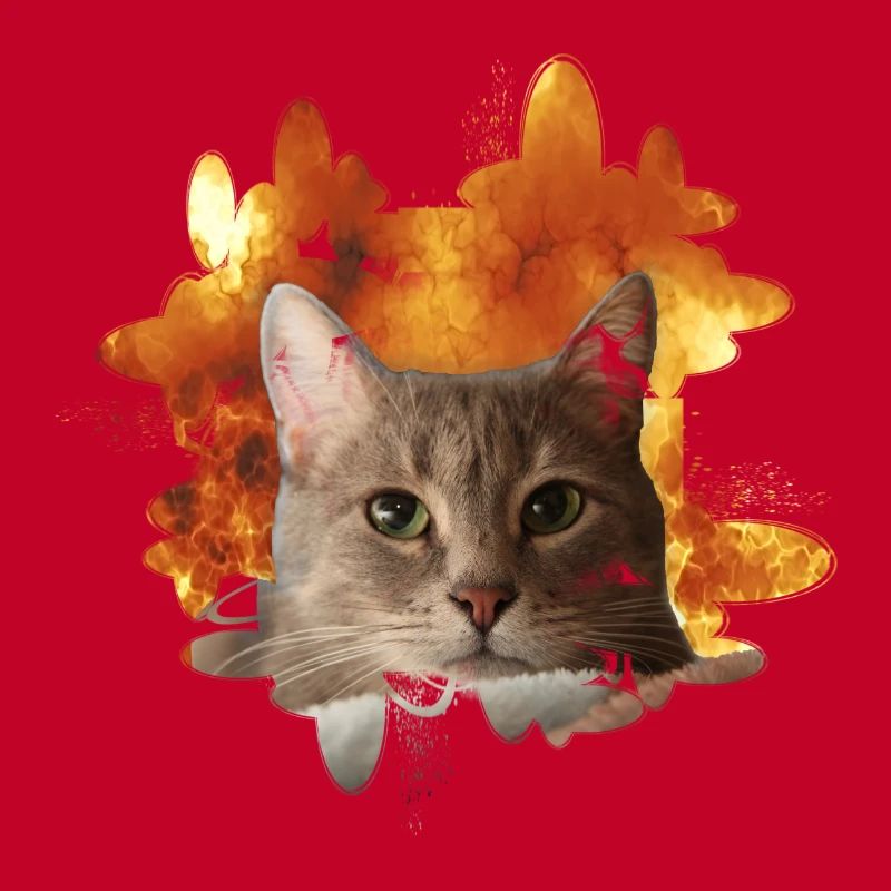 Tête de chat devant le feu - Fire Cat Cat