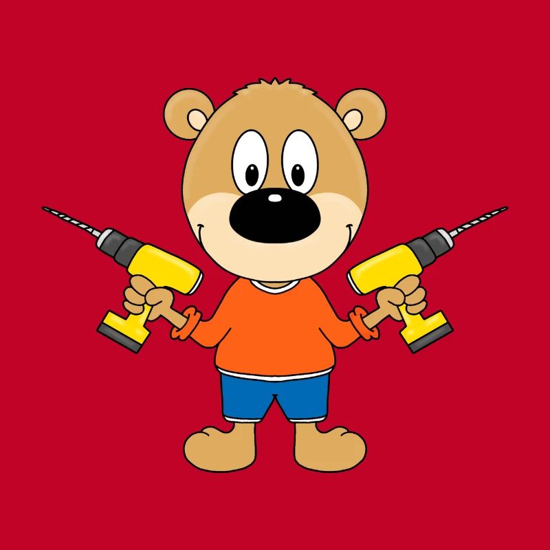 TEDDY - BÄR - HEIMWERKER - HANDWERKER - BOHRER