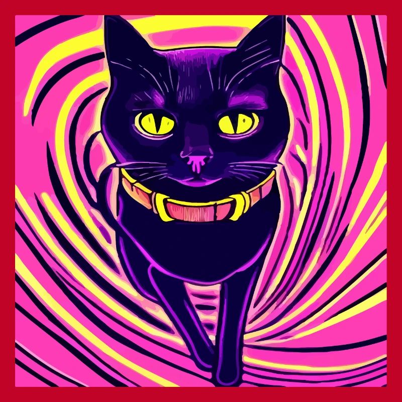Illustration eines Porträts einer psychedelischen Katze