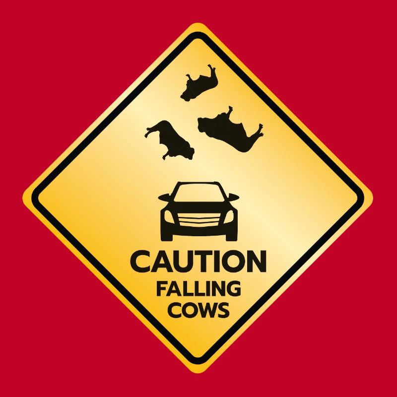 Caution Sign Falling Cows