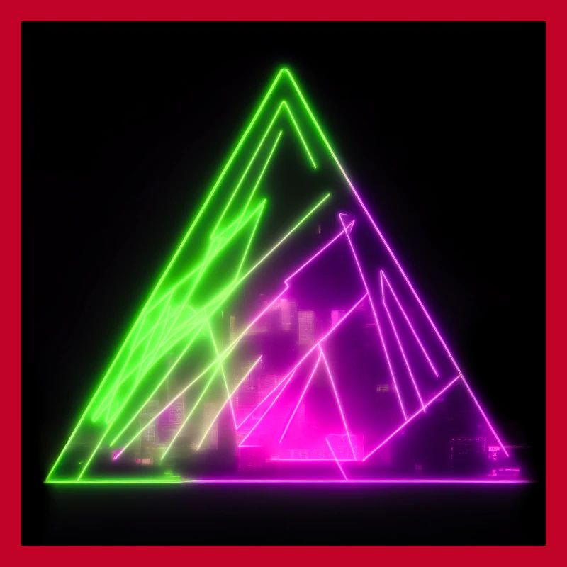 Trippy Neon Sign Triangle Abstract Artwork