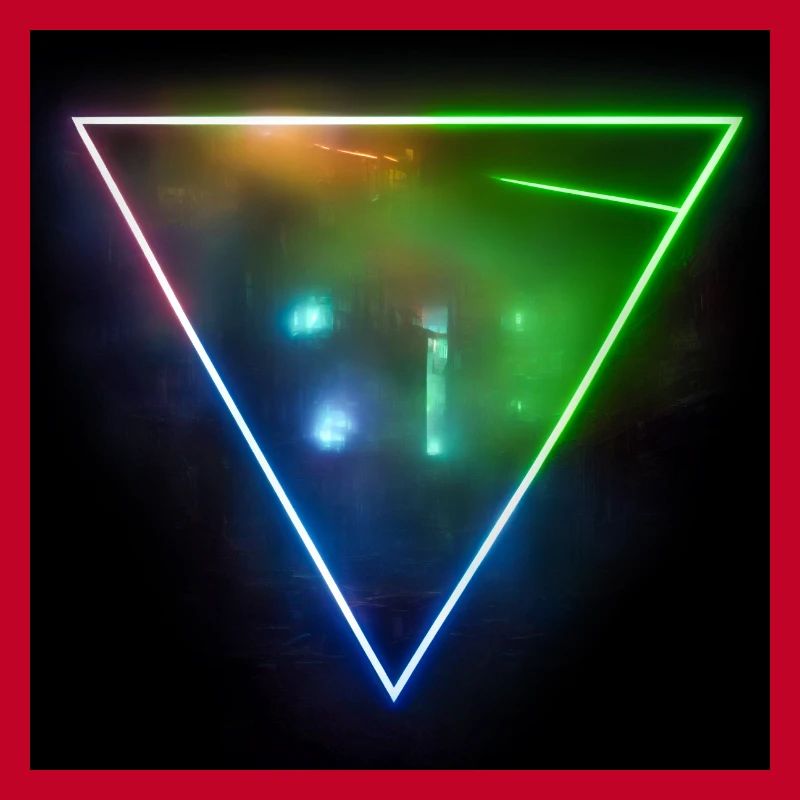 Trippy Laser Triangle with glowing city lights