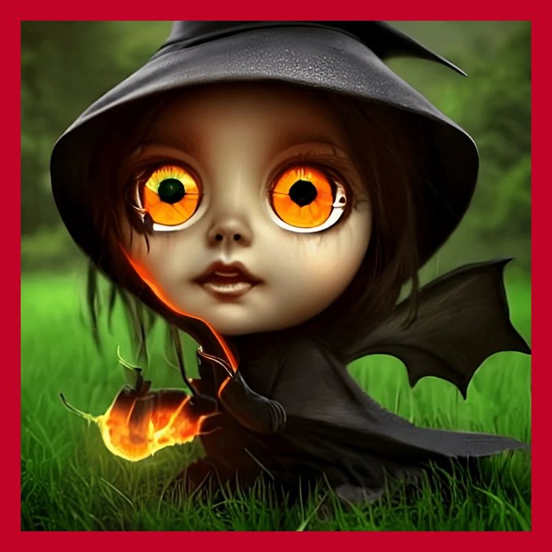 Cute witch with fire eyes