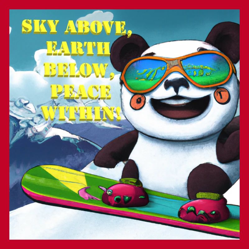 Panda on Snowboard Variant 1 Text