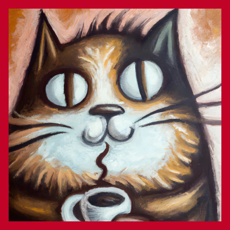 Cat enjoys coffee