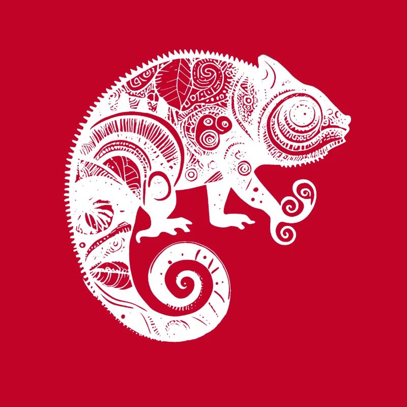 Chameleon with boho Aztec patterns