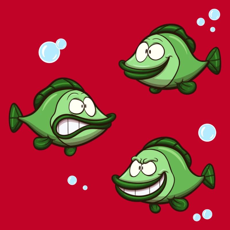 Drôle de poisson avec différentes expressions