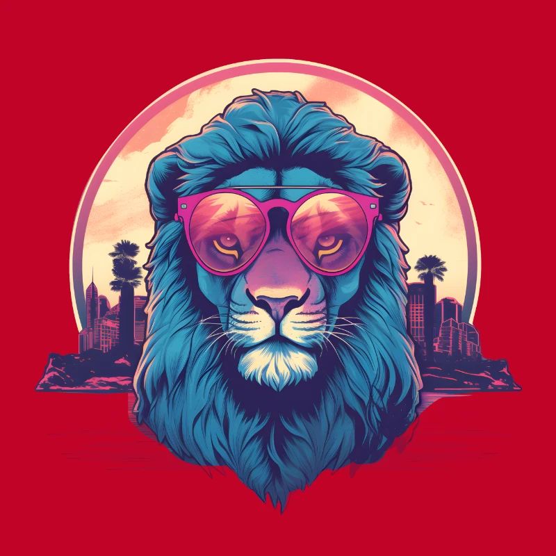 Synthwave Lion Sunset