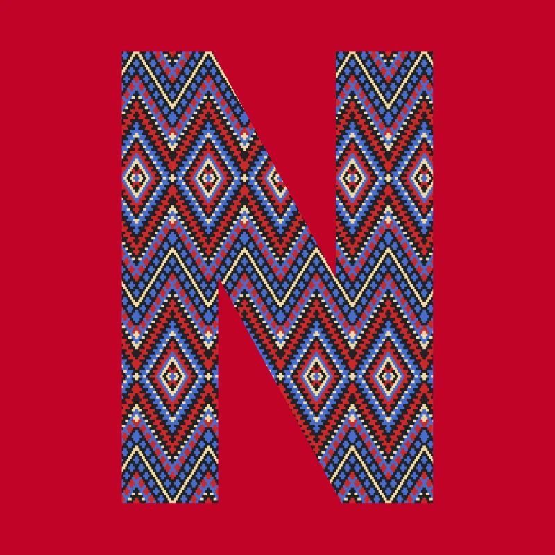 Monogram Letter N- geometric pattern