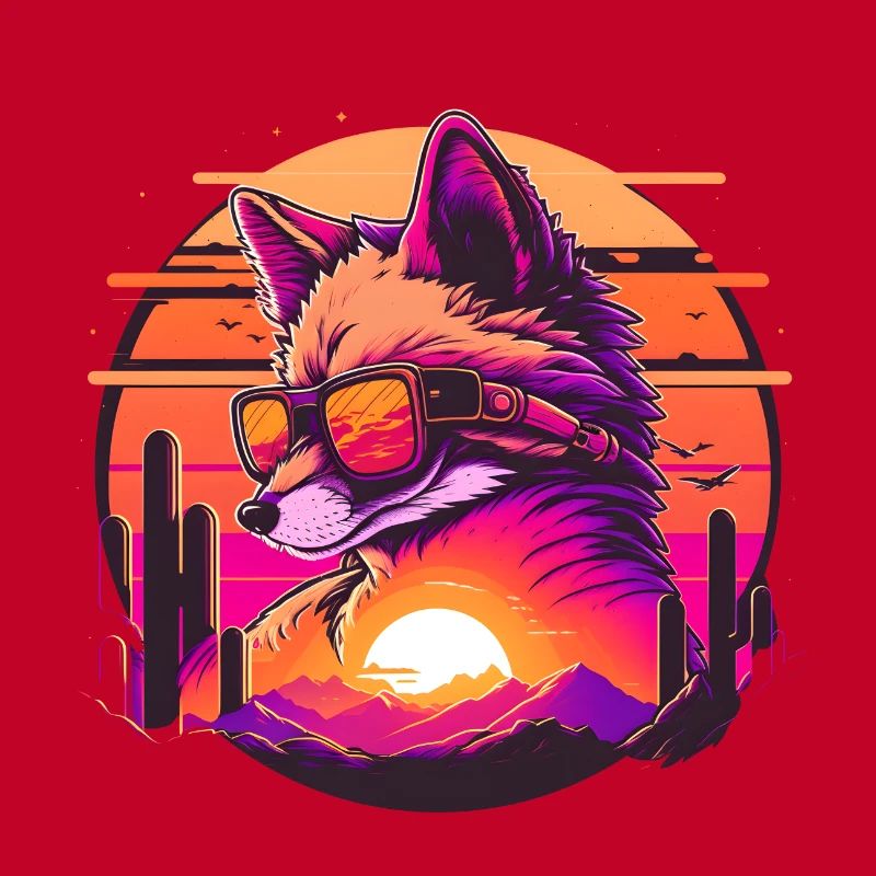 Synthwave Fox Sunset