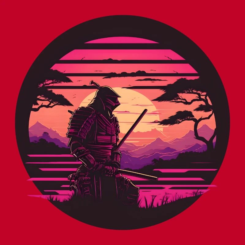 Synthwave Samurai avec katana