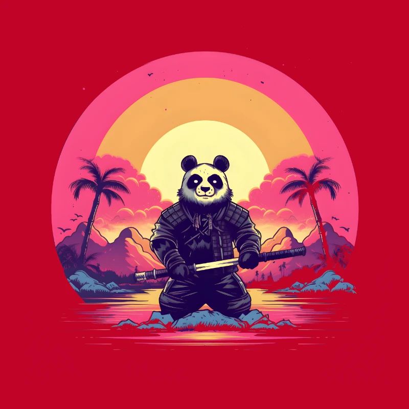 Synthwave Panda Samurai