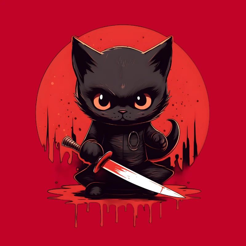 Chat noir assoiffé de sang