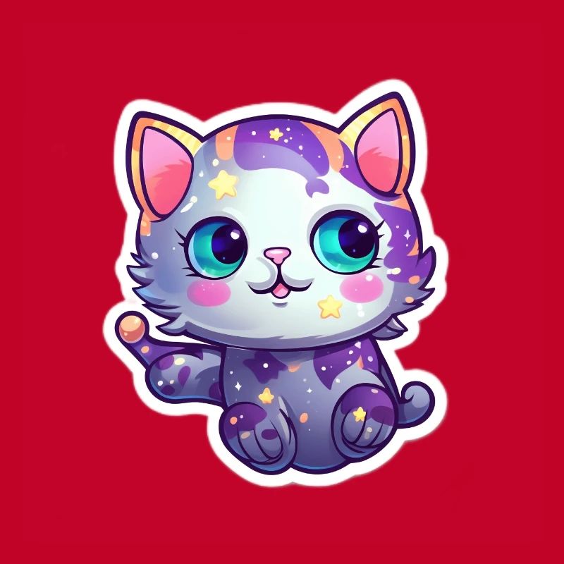 Mignon chat de dessin animé flottant dans l’espace