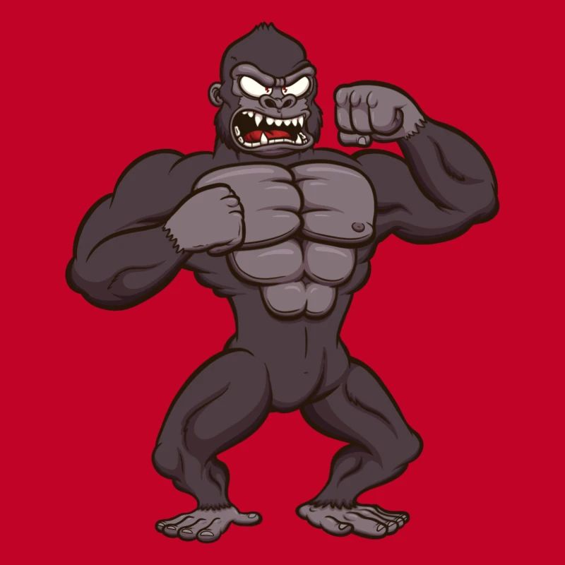 Angry Gorilla Beating His Chest