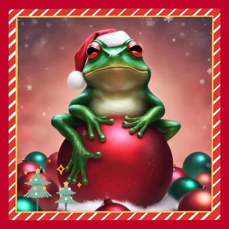 Frosch mit Weihnachtskugel 3