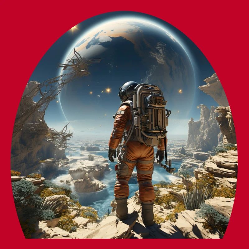 Astronaut explores alien worlds