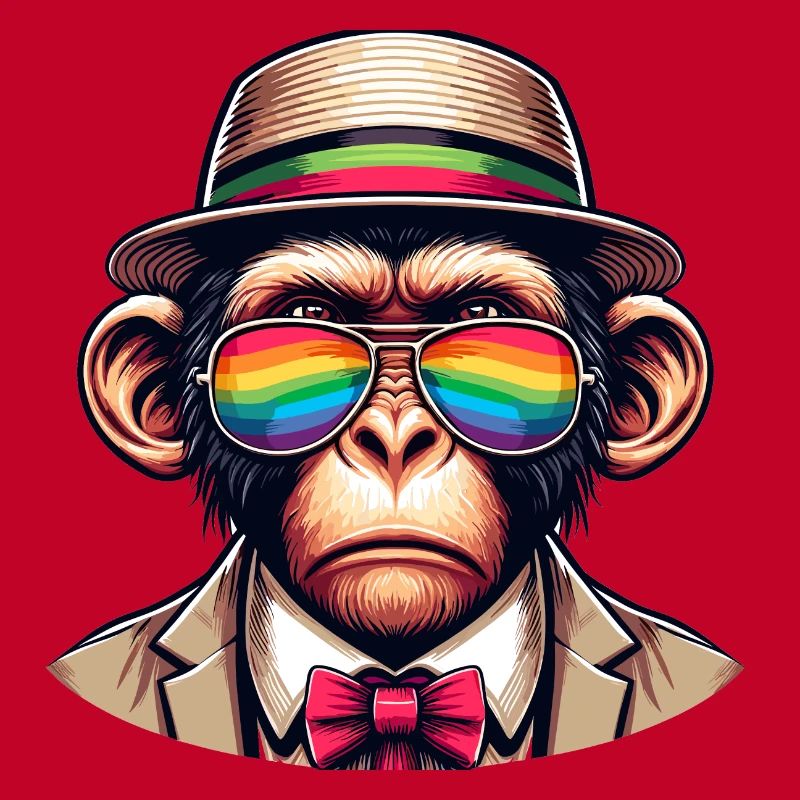 Affe mit Regenbogenhut